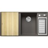 Kuchyňský dřez Blanco Axia III 6 S Šedá vulkán, pravý, s dřevěnou krájecí deskou a miskou