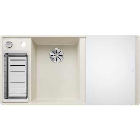Kuchyňský dřez Blanco Axia III 6 S-F Bílá soft, levý, se skleněnou krájecí deskou a miskou