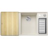 Kuchyňský dřez Blanco Axia III 6 S-F Bílá soft, pravý, s dřevěnou krájecí deskou a miskou