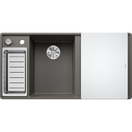 Kuchyňský dřez Blanco Axia III 6 S-F Šedá vulkán, levý, se skleněnou krájecí deskou a miskou