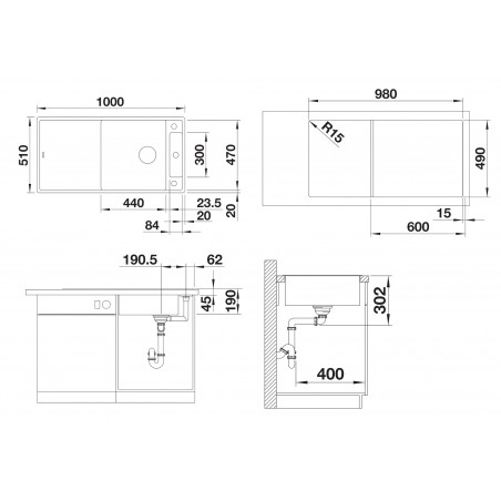 Kuchyňský dřez Blanco Axia III XL 6 S Bílá soft, se skleněnou krájecí deskou