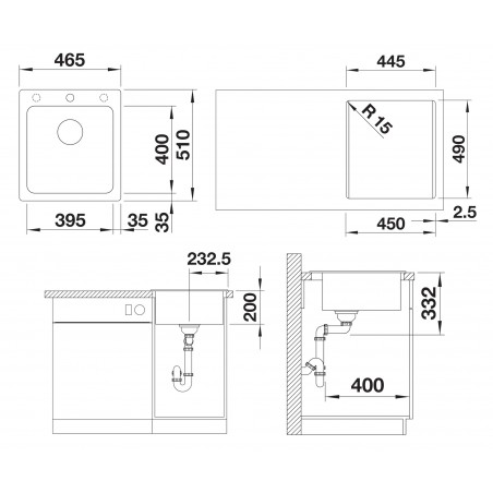 Kuchyňský dřez Blanco Naya 45 Bílá soft