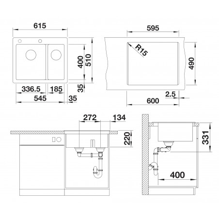 Kuchyňský dřez Blanco Pleon 6 Split Bílá soft, bez excentru