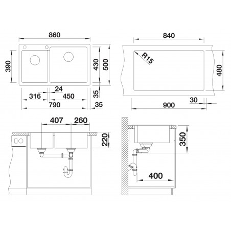 Kuchyňský dřez Blanco Pleon 9 Bílá soft