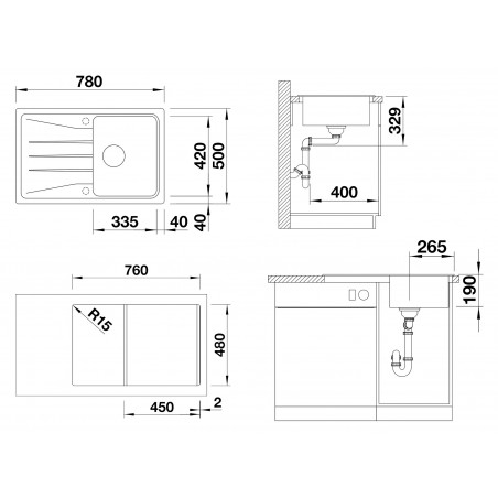 Kuchyňský dřez Blanco Sona 45 S Šedá vulkán