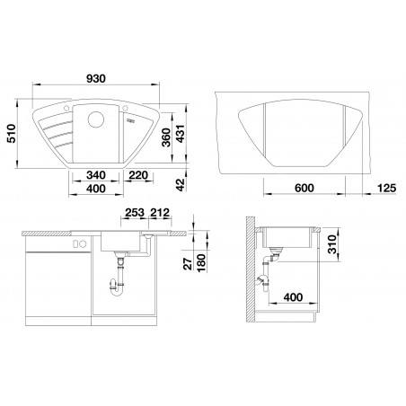 Kuchyňský dřez Blanco Zia 9 E Bílá soft, bez excentru