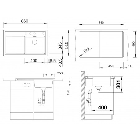 Kuchyňský dřez Blanco Zenar 45 S Šedá vulkán, pravý, s excentrem