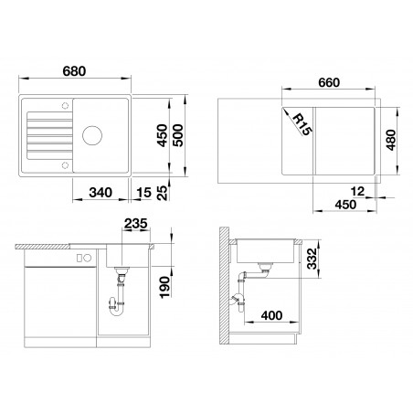 Kuchyňský dřez Blanco Zia 45 S Compact Šedá vulkán, s excentrem