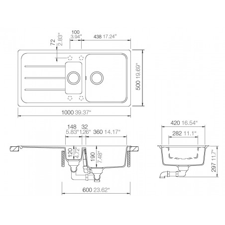 Kuchyňský dřez Schock Formhaus D-150L Croma, spodní montáž