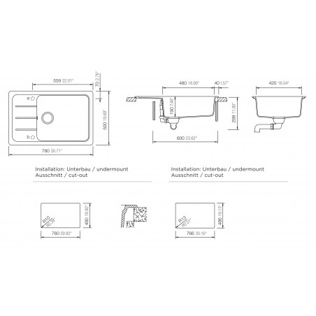 Kuchyňský dřez Schock Formhaus D-100LS Onyx, horní montáž