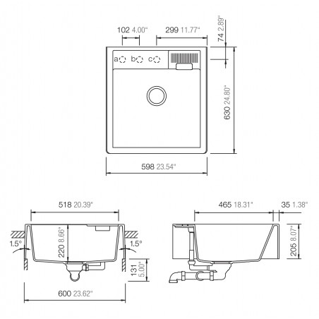 Kuchyňský dřez Schock Kallio M-100 Night, horní montáž