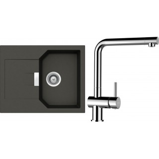 Set Schock S15-10 (dřez Manhattan D-100XS Asphalt + baterie Epos Chrom)