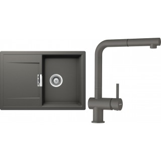 Set Schock S6-2 (dřez Mono D-100S Silverstone + baterie Epos.120 Silverstone)