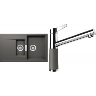 Set Schock S8-4 (dřez Mono D-150 Silverstone + baterie SC-510 Silverstone)