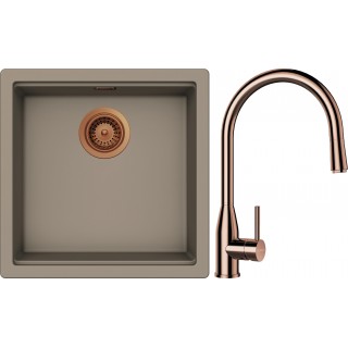 Set Schock S27-9 (dřez Kiruna N-100 Twilight + baterie Kavus.120 Měď + komponenty Měď)