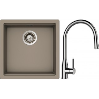 Set Schock S27-7 (dřez Kiruna N-100 Twilight + baterie Kavus.120 Nerez + komponenty Nerez)