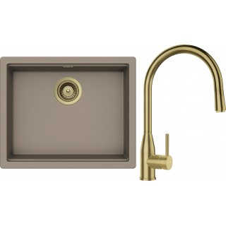 Set Schock S28-8 (dřez Kiruna N-100L Twilight + baterie Kavus.120 White Gold + komponenty White...