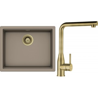 Set Schock S28-13 (dřez Kiruna N-100L Twilight + baterie Keto White Gold + komponenty White Gold)