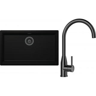 Set Schock S29-5 (dřez Kiruna N-100XL Night + baterie Kavus Gunmetal + komponenty Gunmetal)