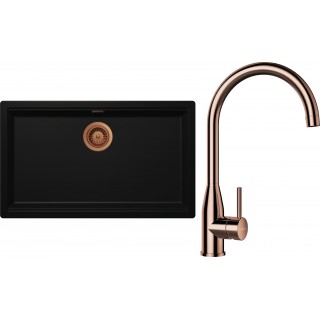 Set Schock S29-4 (dřez Kiruna N-100XL Night + baterie Kavus Měď + komponenty Měď)