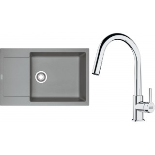 Set Franke G260ŠK (dřez MRG 611-78 BB Šedý kámen + baterie FS 3229.031 LINA NEW Chrom)