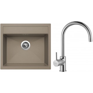 Set Sinks G9054 (dřez Solo 560 Truffle 54 + baterie Vitalia Chrom - lesklý)