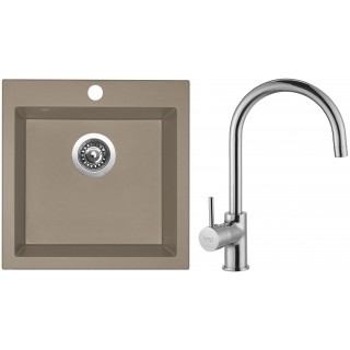 Set Sinks G254 (dřez Viva 455 Truffle 54 + baterie Vitalia Chrom - lesklý)