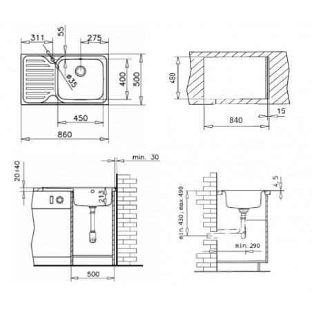 Kuchyňský dřez Teka Classic MAX 1B 1D X Nerez, levý