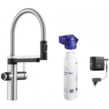 Kuchyňská baterie Blanco Evol-S Pro PVD Steel, vč. filtrační sady