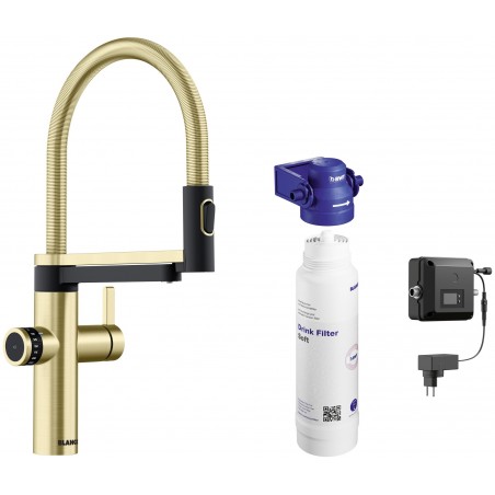 Kuchyňská baterie Blanco Evol-S Pro Saténově zlatá, vč. filtrační sady