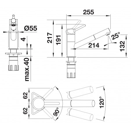 Kuchyňská baterie Blanco Kano-S Kávová/chrom, beztlaková
