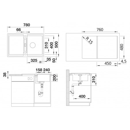 Kuchyňský dřez Blanco Adira 45 S Antracit, s mřížkou