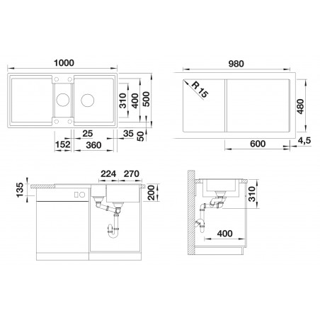 Kuchyňský dřez Blanco Adira 6 S Bílá soft, s mřížkou a miskou