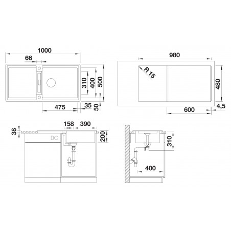 Kuchyňský dřez Blanco Adira XL 6 S Kávová, s mřížkou