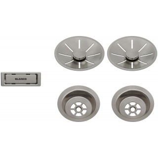 Sada komponent Blanco InFino v provedení Satin platinum, pro dvě vaničky