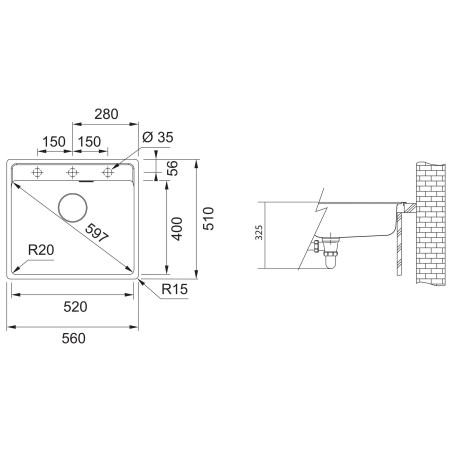 Kuchyňský dřez Franke Maris MRG 610-52 RTL Matná černá