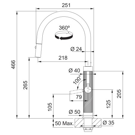 Kuchyňská baterie Franke FG 1554.505 MYTHOS MASTERPIECE Celonerez měděná
