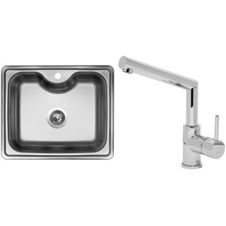 Set Sinks (dřez Bigger 600 V 0,8 mm, matný + baterie Mix 350 P Chrom - lesklý)