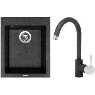 Set Sinks (dřez Cube 410 Granblack 30 + baterie Mix 35 Granblack 30)