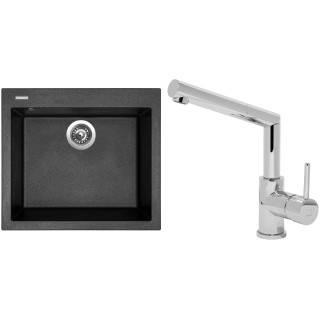 Set Sinks (dřez Cube 560 Metalblack 74 + baterie Mix 350 P Chrom - lesklý)