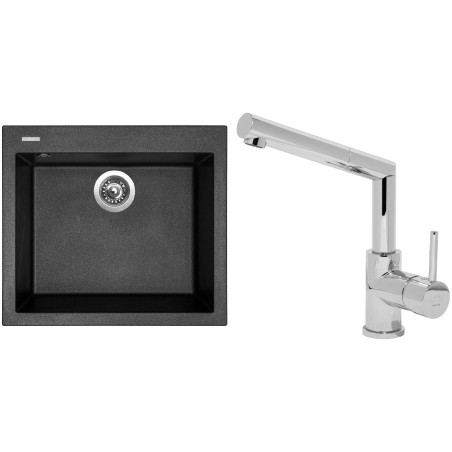 Set Sinks (dřez Cube 560 Metalblack 74 + baterie Mix 350 P Chrom - lesklý)