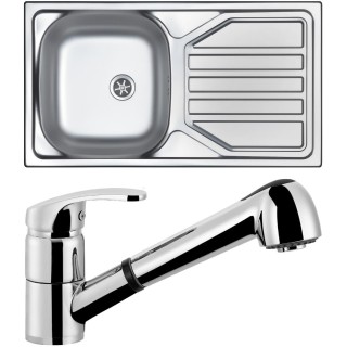 Set Sinks (dřez Okio 780 M 0,5 mm matný + baterie Legenda S Chrom - lesklý)