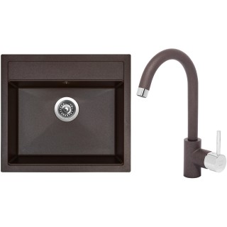 Set Sinks (dřez Solo 560 Marone 93 + baterie Mix 35 Marone 93)