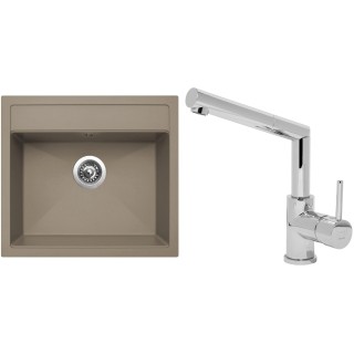Set Sinks (dřez Solo 560 Truffle 54 + baterie Mix 350 P Chrom - lesklý)