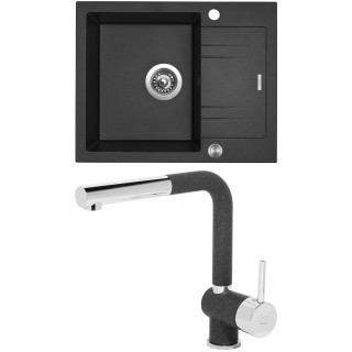 Set Sinks G2030XC (dřez Linea 600 XC Granblack 30 + baterie Mix 3 P Granblack 30)