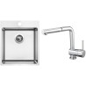 Set Sinks N100 (dřez Blocker 450 V 1 mm, kartáčovaný + baterie Mix 3 P Chrom - lesklý)