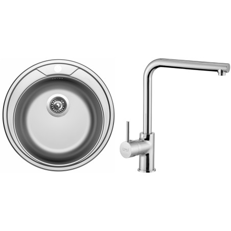 Set Sinks N24 (dřez Round 510 V 0,6 mm, matný + baterie Elka Chrom - lesklý) Set Sinks N24 (dřez Round 510 V 0,6 mm, matný + baterie Elka Chrom - lesklý)