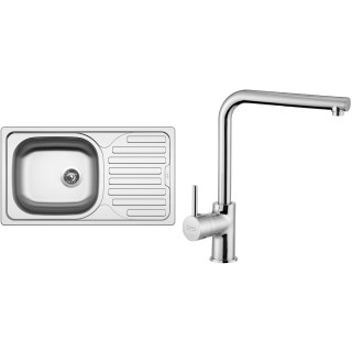 Set Sinks N44 (dřez Classic 760 V 0,5 mm, matný + baterie Elka Chrom - lesklý)