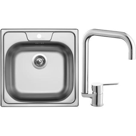 Set Sinks N6 (dřez Classic 480 V 0,5 mm, matný + baterie Cornia Chrom - lesklý) Set Sinks N6 (dřez Classic 480 V 0,5 mm, matný + baterie Cornia Chrom - lesklý)