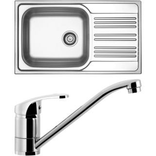 Set Sinks N77 (dřez Star 860 XXL V 0,7mm, matný + baterie Pronto Chrom - lesklý)